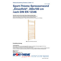 Sport-Thieme Sprossenwand "Einzelfeld", 260x100 cm nach DIN EN 12346