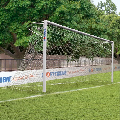 Thumbnail - Sport-Thieme Großfeld-Fußballtor in Bodenhülsen stehend, eckverschweißt, Netzhalter