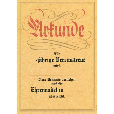 Urkunde “Jubiläum/Vereinstreue”