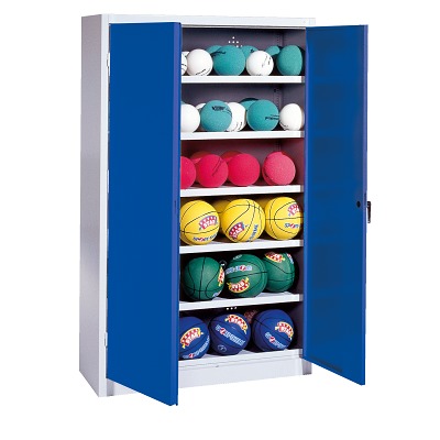 C+P Ballschrank mit Vollblech-Flügeltüren (Typ 3), HxBxT 195x93x40 cm, Enzianblau (RAL 5010), Einzelschließung