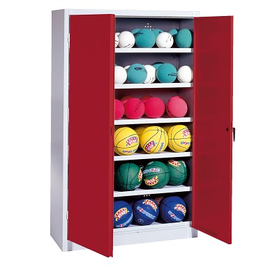 C+P Ballschrank mit Vollblech-Flügeltüren (Typ 3), HxBxT 195x93x40 cm, Rubinrot (RAL 3003), Einzelschließung