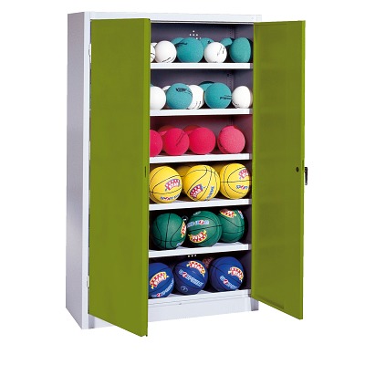 C+P Ballschrank mit Vollblech-Flügeltüren (Typ 3), HxBxT 195x93x40 cm, Clowngrün (RAL 110 80 60), Einzelschließung