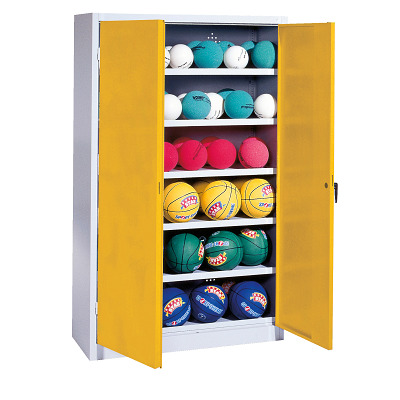 C+P Ballschrank mit Vollblech-Flügeltüren (Typ 3), HxBxT 195x93x40 cm, Verkehrsgelb (RAL 1023), Einzelschließung