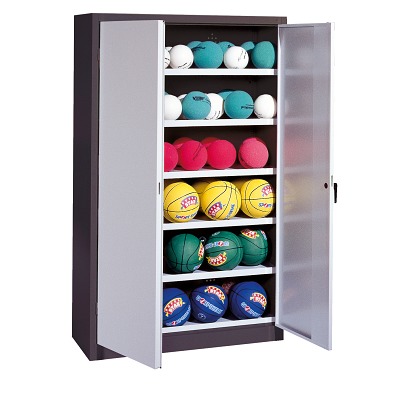 C+P Ballschrank mit Vollblech-Flügeltüren (Typ 3), HxBxT 195x93x40 cm, Lichtgrau (RAL 7035), Anthrazit (RAL 7021), Einzelschließung