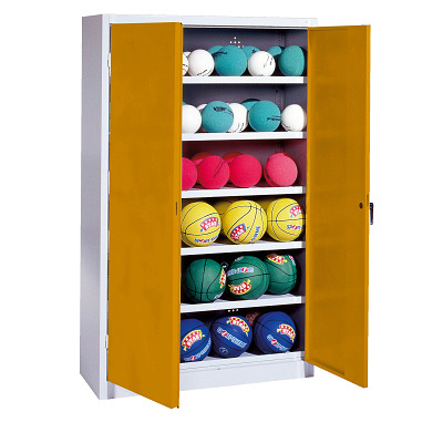 C+P Ballschrank mit Vollblech-Flügeltüren (Typ 3), HxBxT 195x120x50 cm, Goldgelb (RAL 1004), Einzelschließung