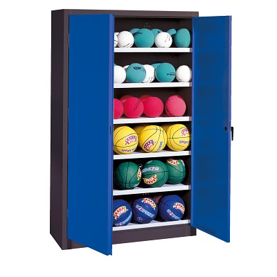C+P Ballschrank mit Vollblech-Flügeltüren (Typ 3), HxBxT 195x120x50 cm, Klinkengriff, Einzelschließung
