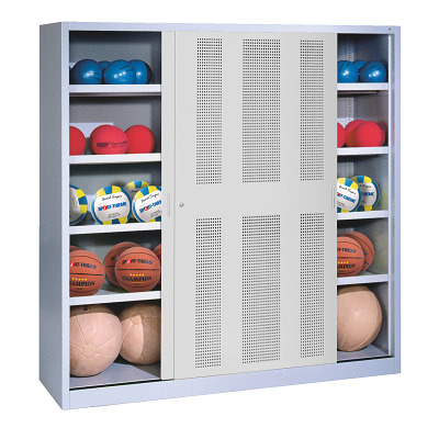 C+P Ballschrank
 (HxBxT 195x190x60 cm, mit Lochblech-Schiebetüren, Typ 4)