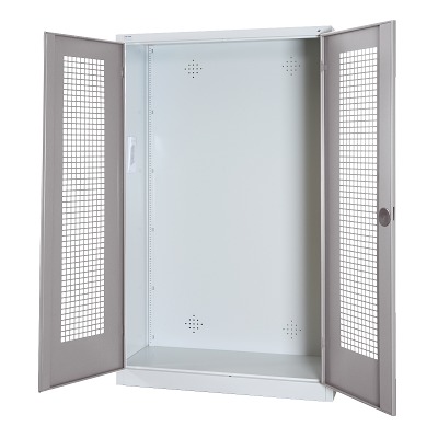 C+P Modul-Sportgeräteschrank mit Lochblech-Flügeltüren, HxBxT 195x120x50 cm, Goldgelb (RAL 1004), Einzelschließung