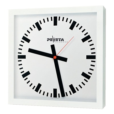 Peweta Wanduhr Großraum, 40x40, Netzbetrieb, Standard, Zifferblatt DIN-Balken