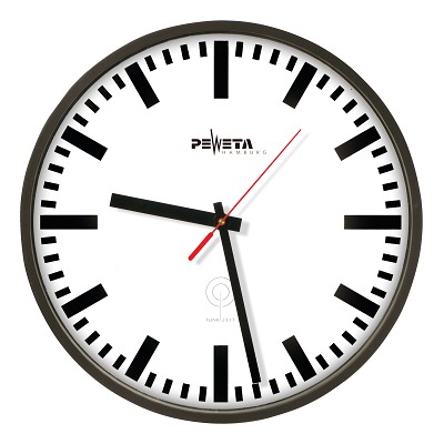 Peweta Wanduhr Kunststoff, Funk, Zifferblatt Balken, Schwarz