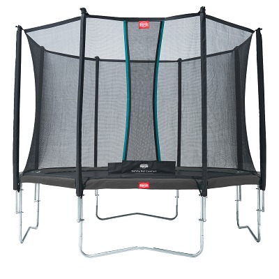 Berg Trampolin Favorit mit Sicherheitsnetz Comfort, ø 3,30 m, Randbezug Grau