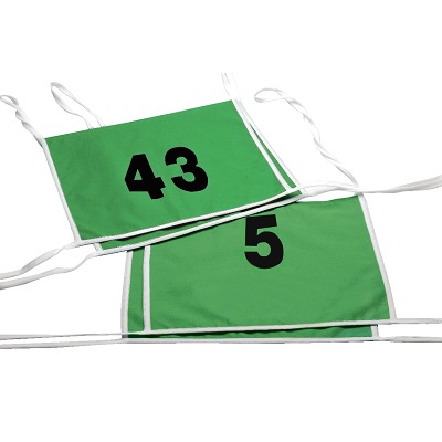 Doppel-Startnummern mit Paspelbändchen, Zahlen 1- oder 2-stellig, Grün