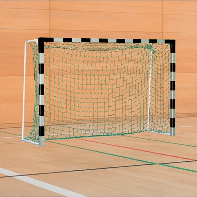 Sport-Thieme Handballtor mit fest stehenden Netzbügeln, Schwarz-Silber, IHF, Tortiefe 1 m