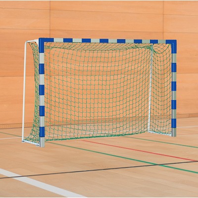 Sport-Thieme Handballtor mit anklappbaren Netzbügeln, Blau-Silber, IHF, Tortiefe 1,25 m