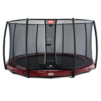 Berg Trampolin InGround Elite mit Sicherheitsnetz Deluxe, ø 330 cm, Rot