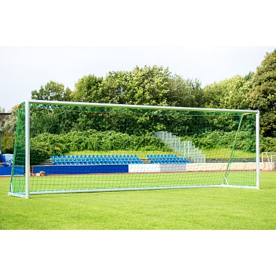 Thumbnail - Sport-Thieme Großfeld-Fußballtor mit freier Netzaufhängung SimplyFix, eckverschweißt, silber, 1,50 m