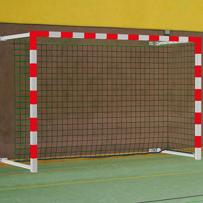 Sport-Thieme Hallenhandballtor 3x2 m, schwenkbar, mit Wandbefestigung inkl. Netzbefestigung SimplyFix, Rot-Silber