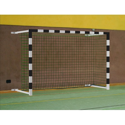 Sport-Thieme Hallenhandballtor 3x2 m, schwenkbar, mit Wandbefestigung inkl. Netzbefestigung SimplyFix, Schwarz-Silber
