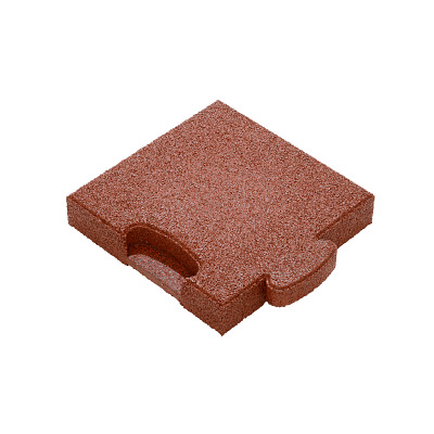 Gum-Tech Eckstück "Gerade" für Fallschutzplatten, 25x25 cm, Rot, 4,5 cm