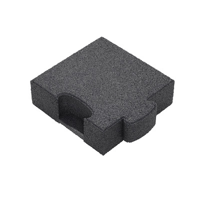 Gum-Tech Eckstück "Gerade" für Fallschutzplatten, 25x25 cm, Grau, 6 cm