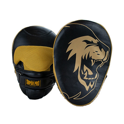 Super Pro Boxpratzen "Long Curved", Schwarz-Gold