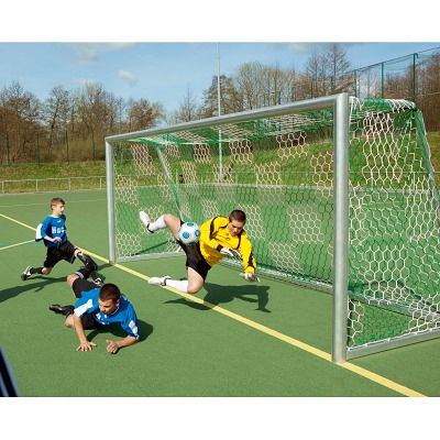 Fußballtornetz für Jugend-Fußballtor, mit Schachbrettmuster, knotenlos, Rot-Weiß, 80/150 cm