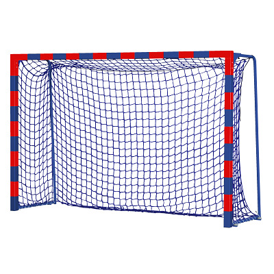 Sport-Thieme Handballtor „Colour“ mit anklappbaren Netzbügeln, Rot-Blau, Standard, Tortiefe 1,25 m