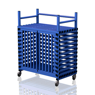 Thumbnail - Sport-Thieme Regalwagen für Schwimmbad-Equipment by Vendiplas, Blau, Mittel mit Zusatzfläche