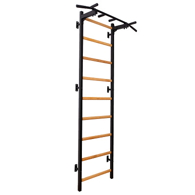 BenchK Sprossenwand Fitness-System "721", mit fest montierter Klimmzugstange, 721B, Schwarz