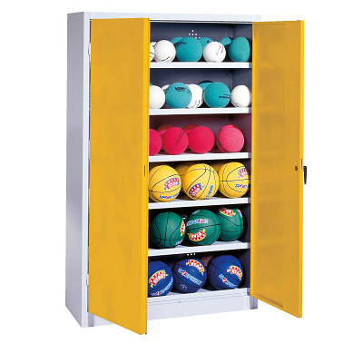 C+P Ballschrank mit Vollblech-Flügeltüren (Typ 3), HxBxT 195x93x40 cm, Verkehrsgelb (RAL 1023), Gleichschließung