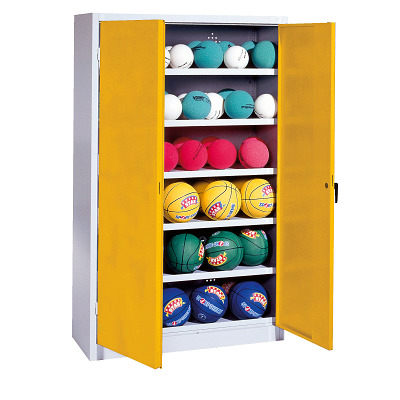 C+P Ballschrank mit Vollblech-Flügeltüren (Typ 3), HxBxT 195x93x50 cm, Verkehrsgelb (RAL 1023), Gleichschließung