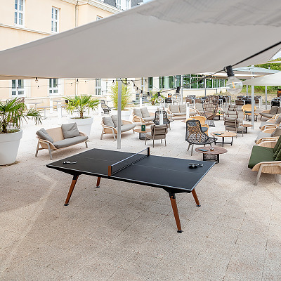 Cornilleau Tischtennisplatte "Origin Outdoor Play-Style", Mit Linierung, Schwarz