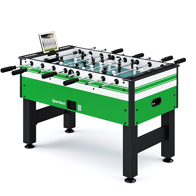 Sportime Tischkicker Connect & Play - Deutschland Edition, Korpus Grün-Weiß, Figuren Schwarz-Weiß, Special Edition