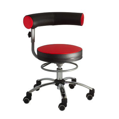 Sanus Gesundheitsstuhl Drehstuhl, Rot-Schwarz, Kunstlederbezug, Höhenverstellbar 52–72 cm