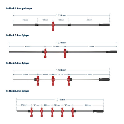 Sportime Kickerstange "Match", 16 mm, 4er Set