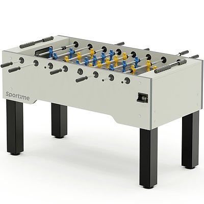 Sportime Tischkicker "Match", Blue Guardian vs. Yellow Dragon, Weiß, Spielfeld Grau