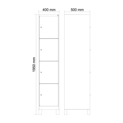 Thumbnail - C+P Fächerschrank "Classic Plus", 4 Fächer übereinander, Abteilbreite 40 cm, mit Füßen, Verkehrsgelb (RAL 1023), 195x40x...