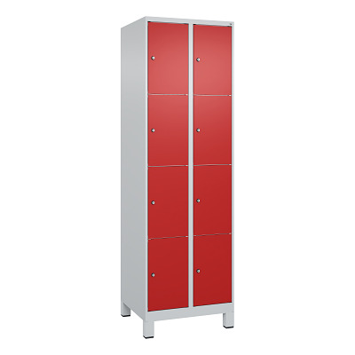 Thumbnail - C+P Fächerschrank "Classic Plus", 4 Fächer übereinander, Abteilbreite 30 cm, mit Füßen, Feuerrot (RAL 3000), 195x60x50 c...