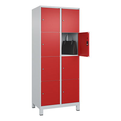 Thumbnail - C+P Fächerschrank "Classic Plus", 4 Fächer übereinander, Abteilbreite 40 cm, mit Füßen, Feuerrot (RAL 3000), 195x80x50 c...