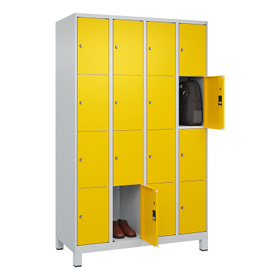 Thumbnail - C+P Fächerschrank "Classic Plus", 4 Fächer übereinander, Abteilbreite 30 cm, mit Füßen, Verkehrsgelb (RAL 1023), 195x120...