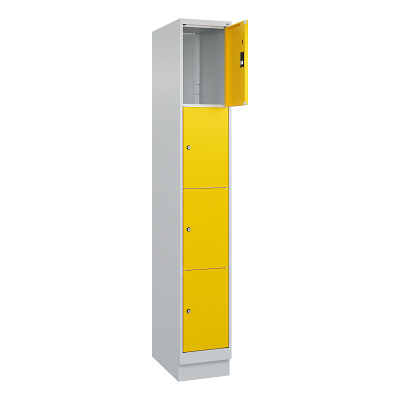 Thumbnail - C+P Fächerschrank "Classic Plus", 4 Fächer übereinander, Abteilbreite 30 cm, mit Sockel, Verkehrsgelb (RAL 1023), 195x30...