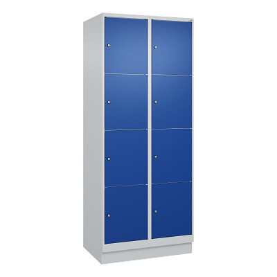 Thumbnail - C+P Fächerschrank "Classic Plus", 4 Fächer übereinander, Abteilbreite 40 cm, mit Sockel, Enzianblau (RAL 5010), 195x80x5...