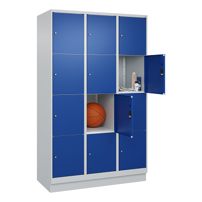 Thumbnail - C+P Fächerschrank "Classic Plus", 4 Fächer übereinander, Abteilbreite 40 cm, mit Sockel, Enzianblau (RAL 5010), 195x120x...