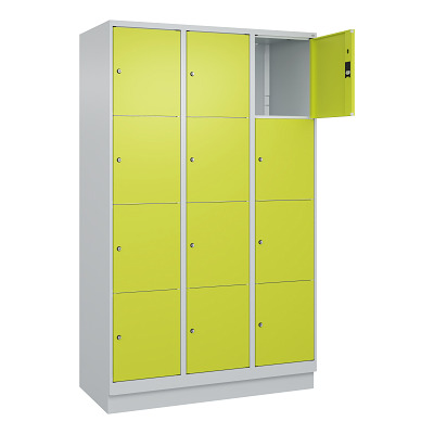 Thumbnail - C+P Fächerschrank "Classic Plus", 4 Fächer übereinander, Abteilbreite 40 cm, mit Sockel, Clowngrün (RAL 110 80 60), 195x...