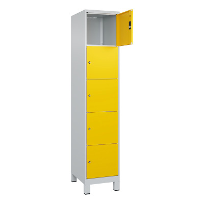 Thumbnail - C+P Fächerschrank "Classic Plus", 5 Fächer übereinander, Abteilbreite 40 cm, mit Füßen, Verkehrsgelb (RAL 1023), 195x40x...