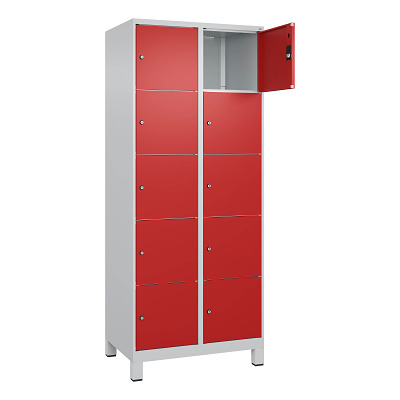 Thumbnail - C+P Fächerschrank "Classic Plus", 5 Fächer übereinander, Abteilbreite 40 cm, mit Füßen, Feuerrot (RAL 3000), 195x80x50 c...