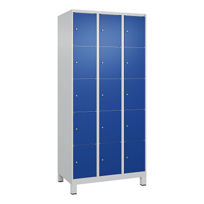 Thumbnail - C+P Fächerschrank "Classic Plus", 5 Fächer übereinander, Abteilbreite 30 cm, mit Füßen, Enzianblau (RAL 5010), 195x90x50...