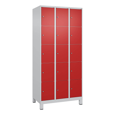 Thumbnail - C+P Fächerschrank "Classic Plus", 5 Fächer übereinander, Abteilbreite 30 cm, mit Füßen, Feuerrot (RAL 3000), 195x90x50 c...