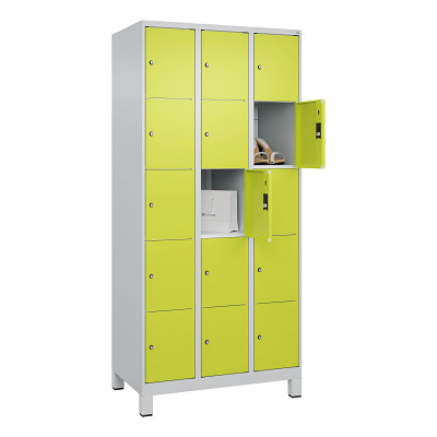 Thumbnail - C+P Fächerschrank "Classic Plus", 5 Fächer übereinander, Abteilbreite 30 cm, mit Füßen, Clowngrün (RAL 110 80 60), 195x9...