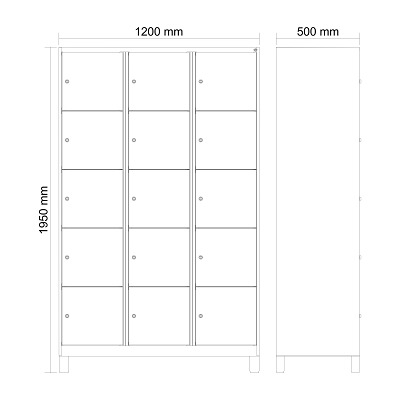 Thumbnail - C+P Fächerschrank "Classic Plus", 5 Fächer übereinander, Abteilbreite 40 cm, mit Füßen, Verkehrsgelb (RAL 1023), 195x120...